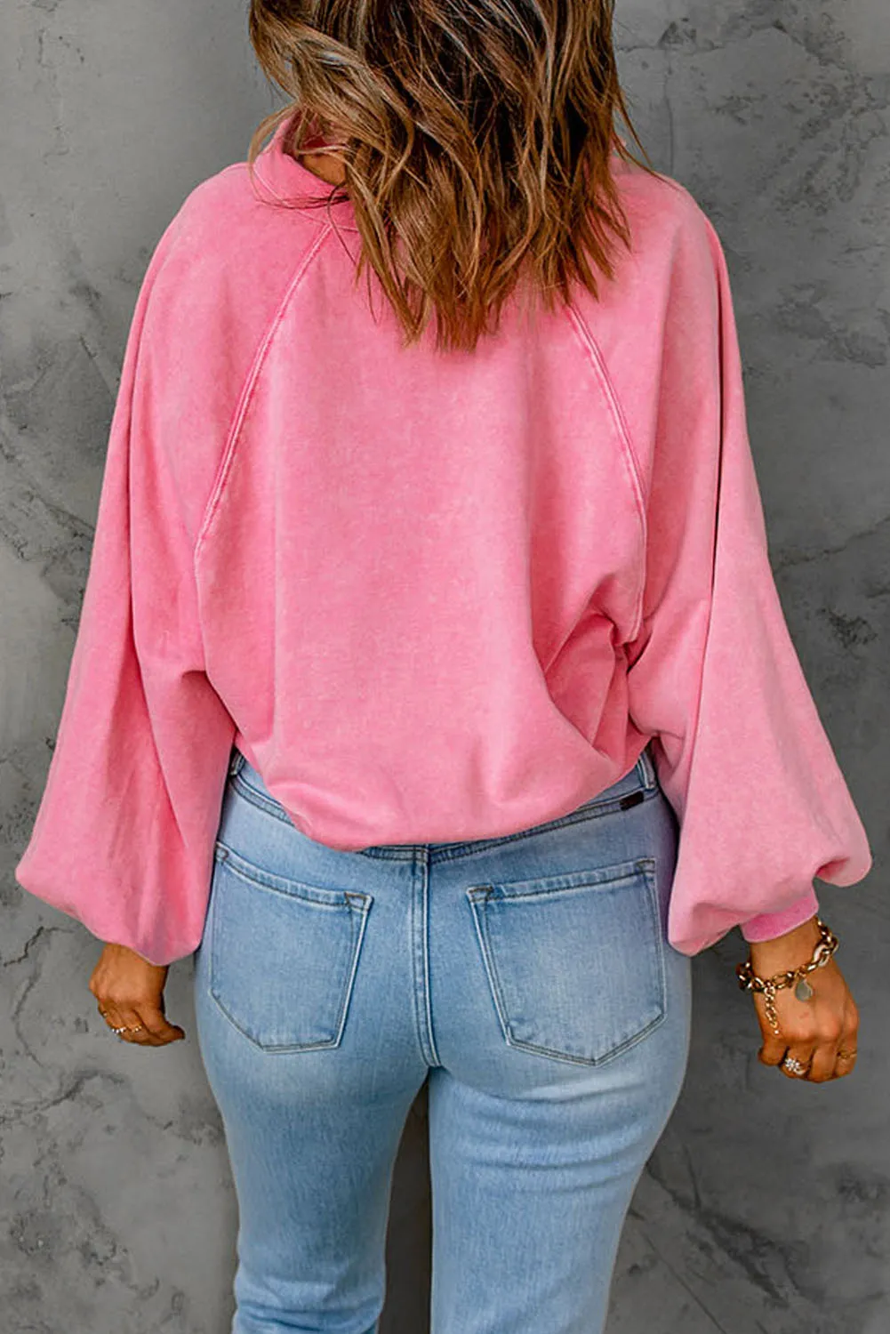 🌸 Sequin Flower Half Snap Lantern Sleeve Sweatshirt – SPARKLE WITH A SIDE OF SASS 🌸