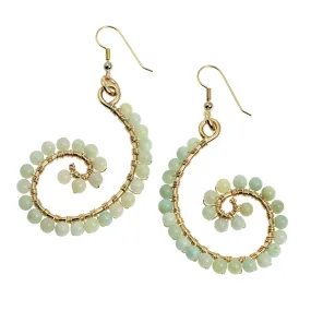 14K Gold-filled Amazonite Scroll Earrings