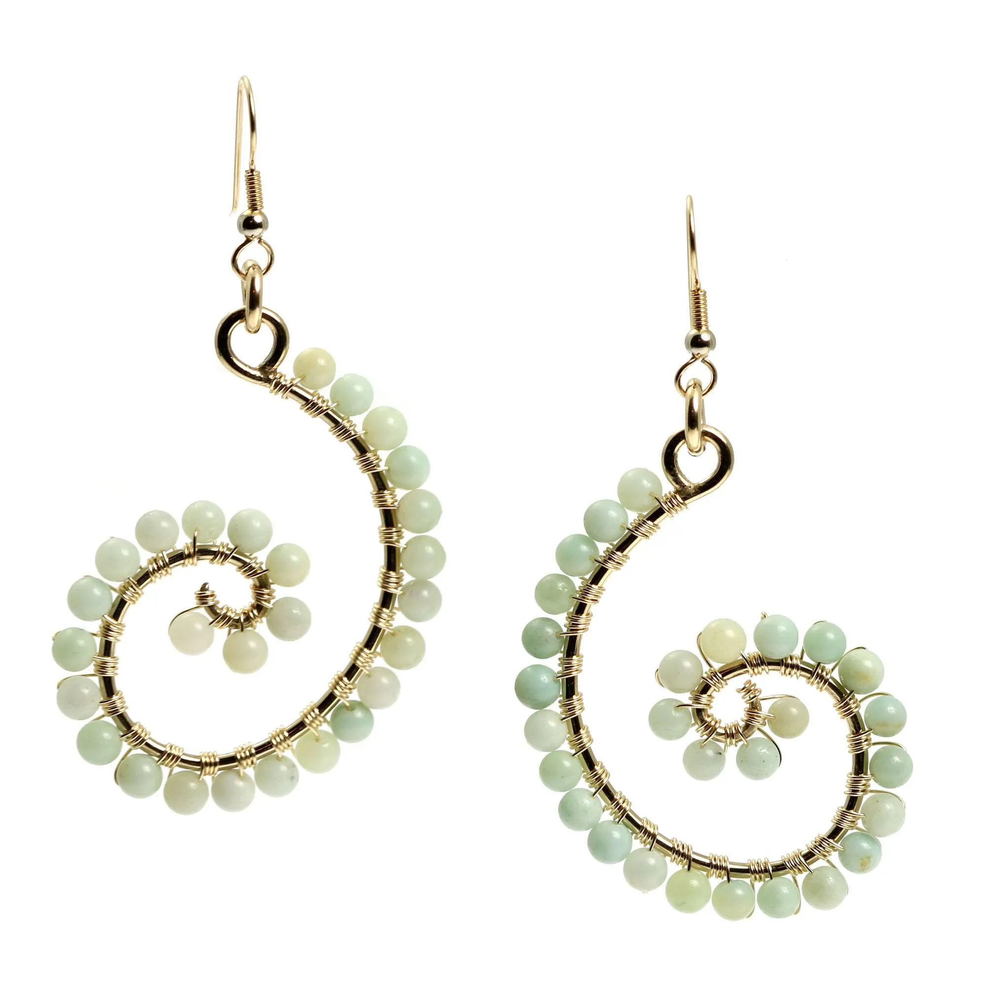 14K Gold-filled Amazonite Scroll Earrings