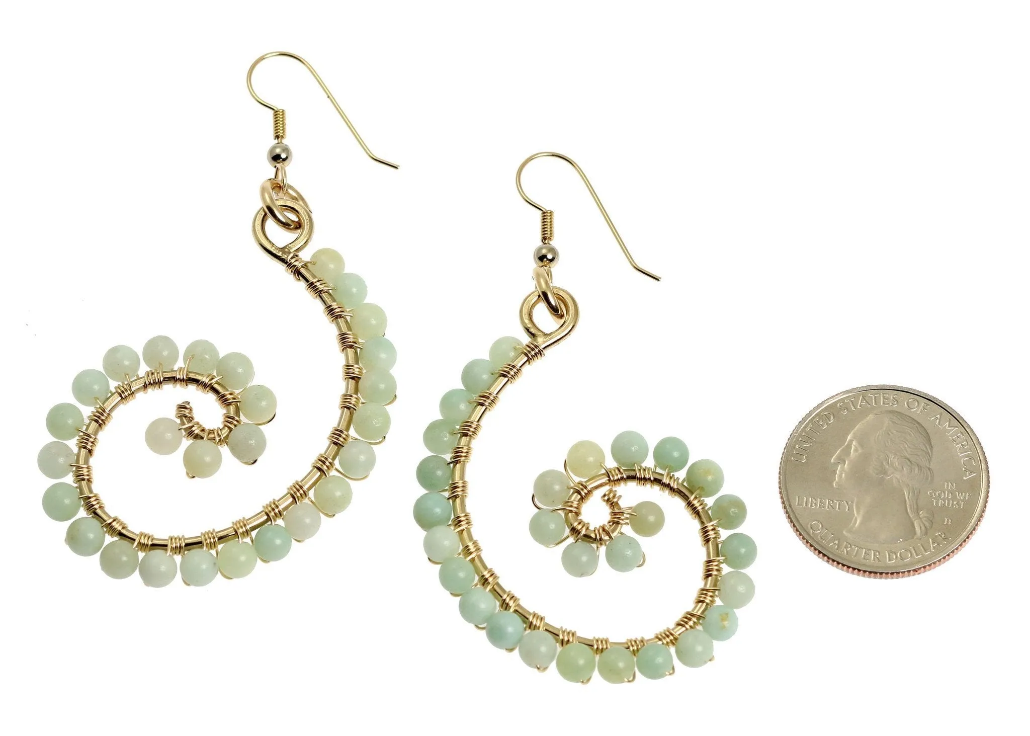 14K Gold-filled Amazonite Scroll Earrings