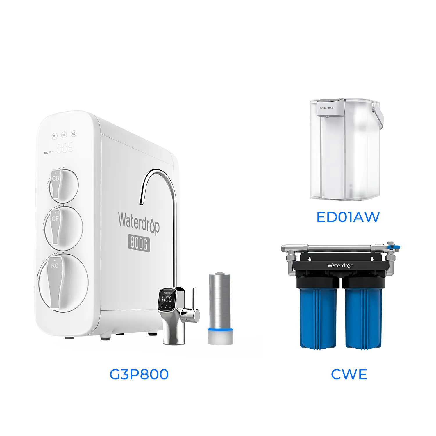 800 GPD Tankless RO System with UV Sterilizing Light - Waterdrop G3P800 Bundles