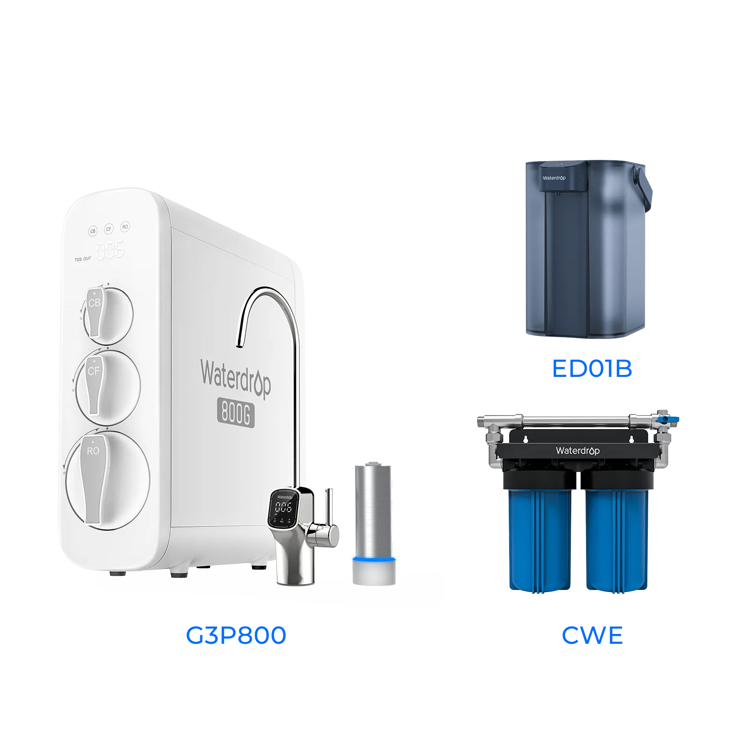 800 GPD Tankless RO System with UV Sterilizing Light - Waterdrop G3P800 Bundles