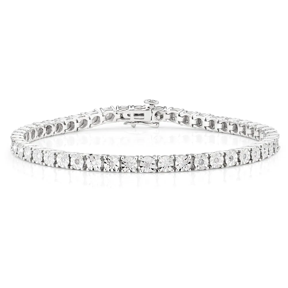 9ct White Gold 1/4 Carat Diamond 18cm Tennis Bracelet set with 48 Brilliant Diamonds