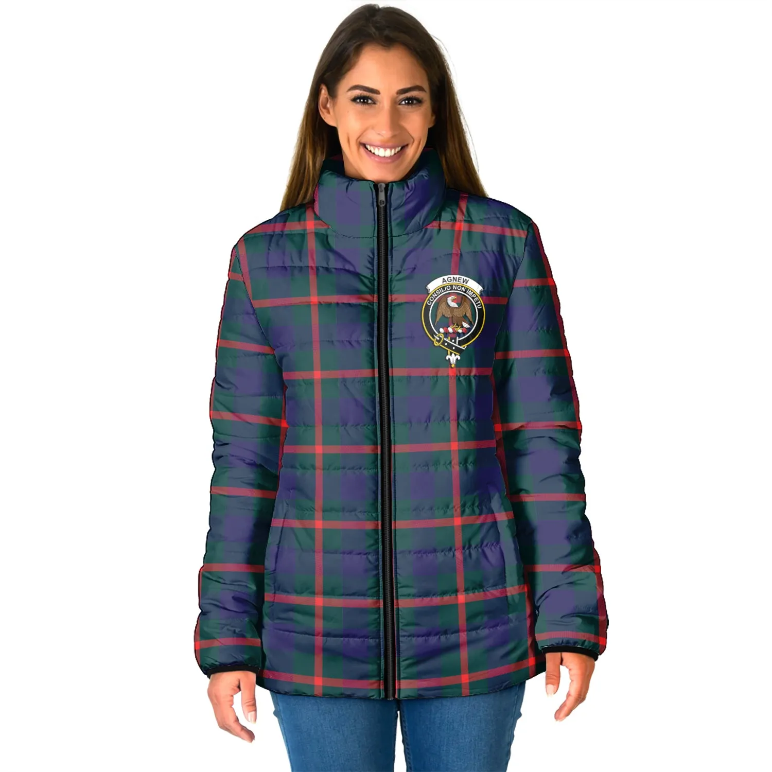 Agnew Tartan Padded Jacket with Family Crest