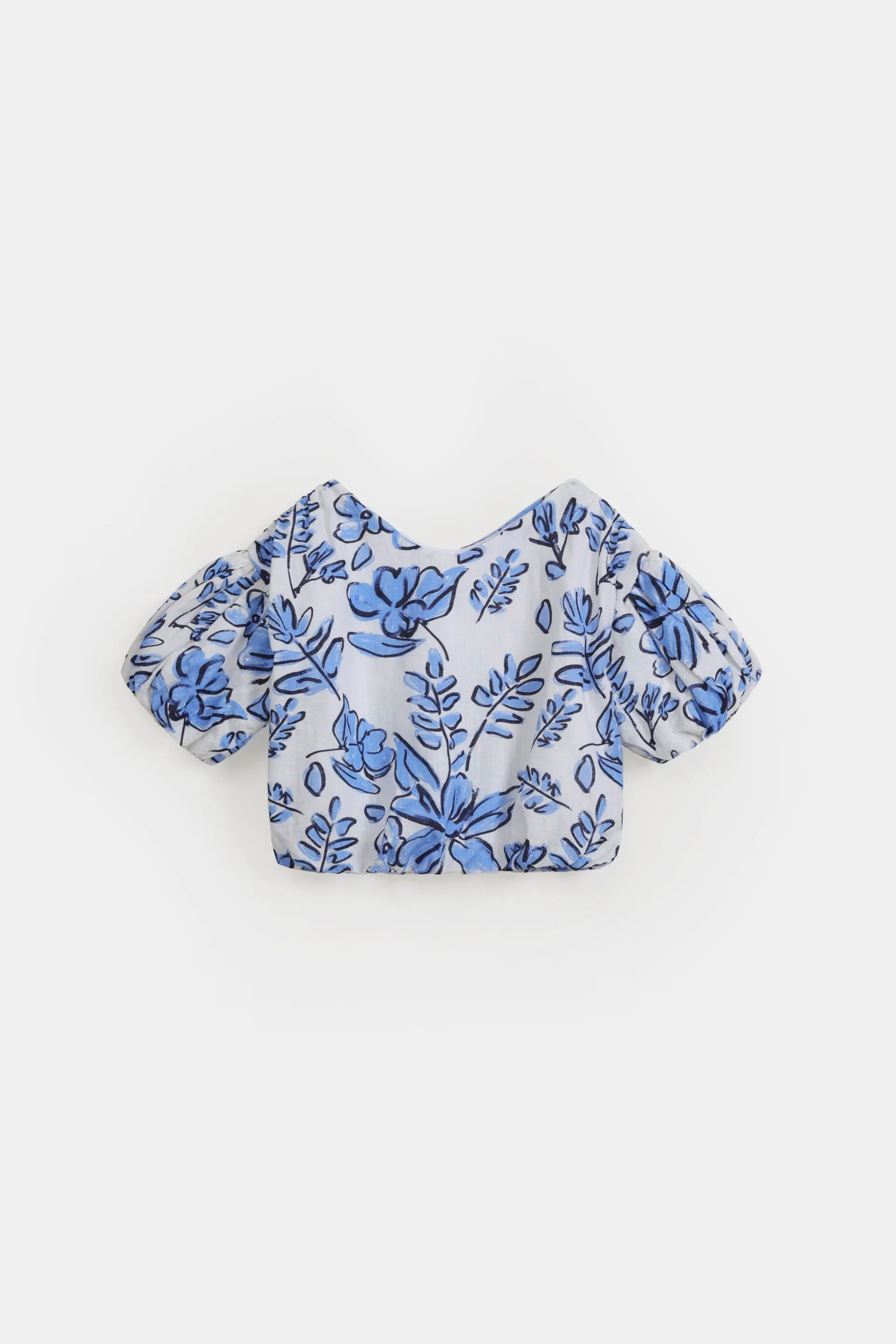 All-Over Print Cropped Blouse