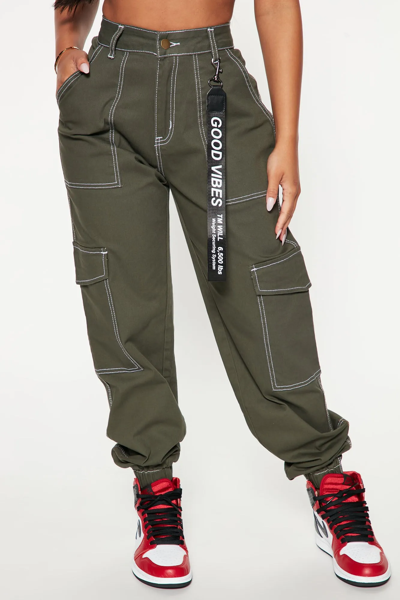 Always Good Vibes Cargo Pants 30 - Olive