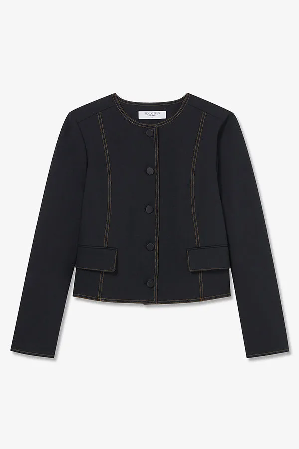 Aniya Jacket - Luxe Wool :: Black/Light Saddle