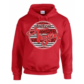 Anson Tigers - Animal Print Stripe Circle Hoodie