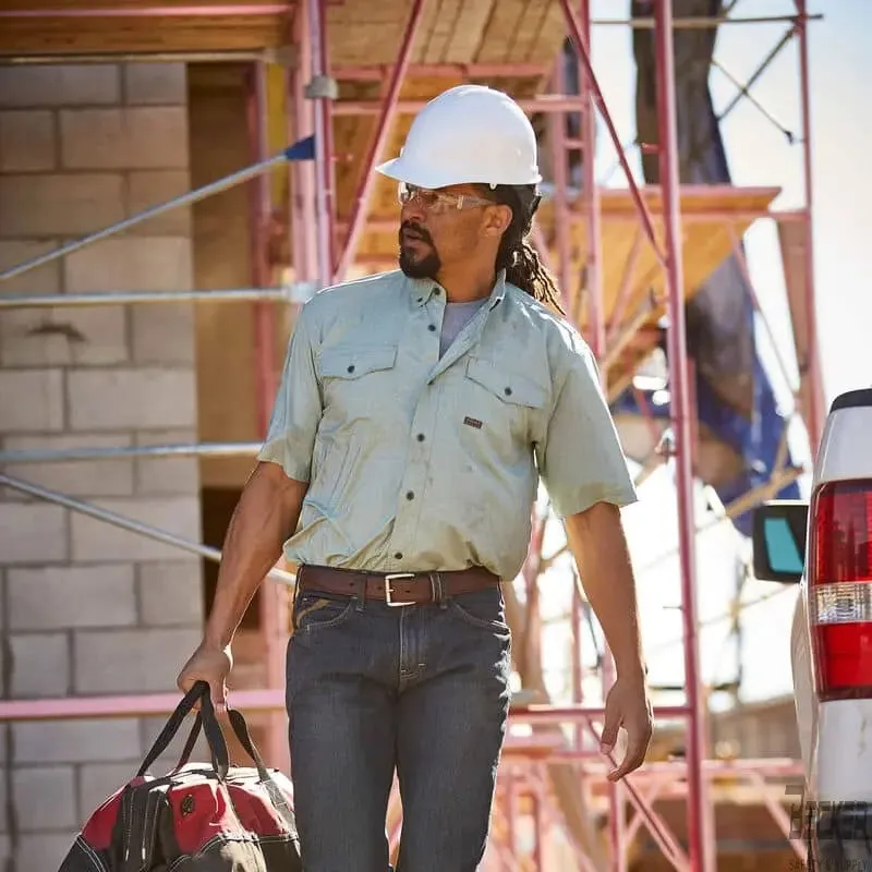 ARIAT - Rebar Made Tough VentTEK DuraStretch Work Shirt-Green Bay Heather