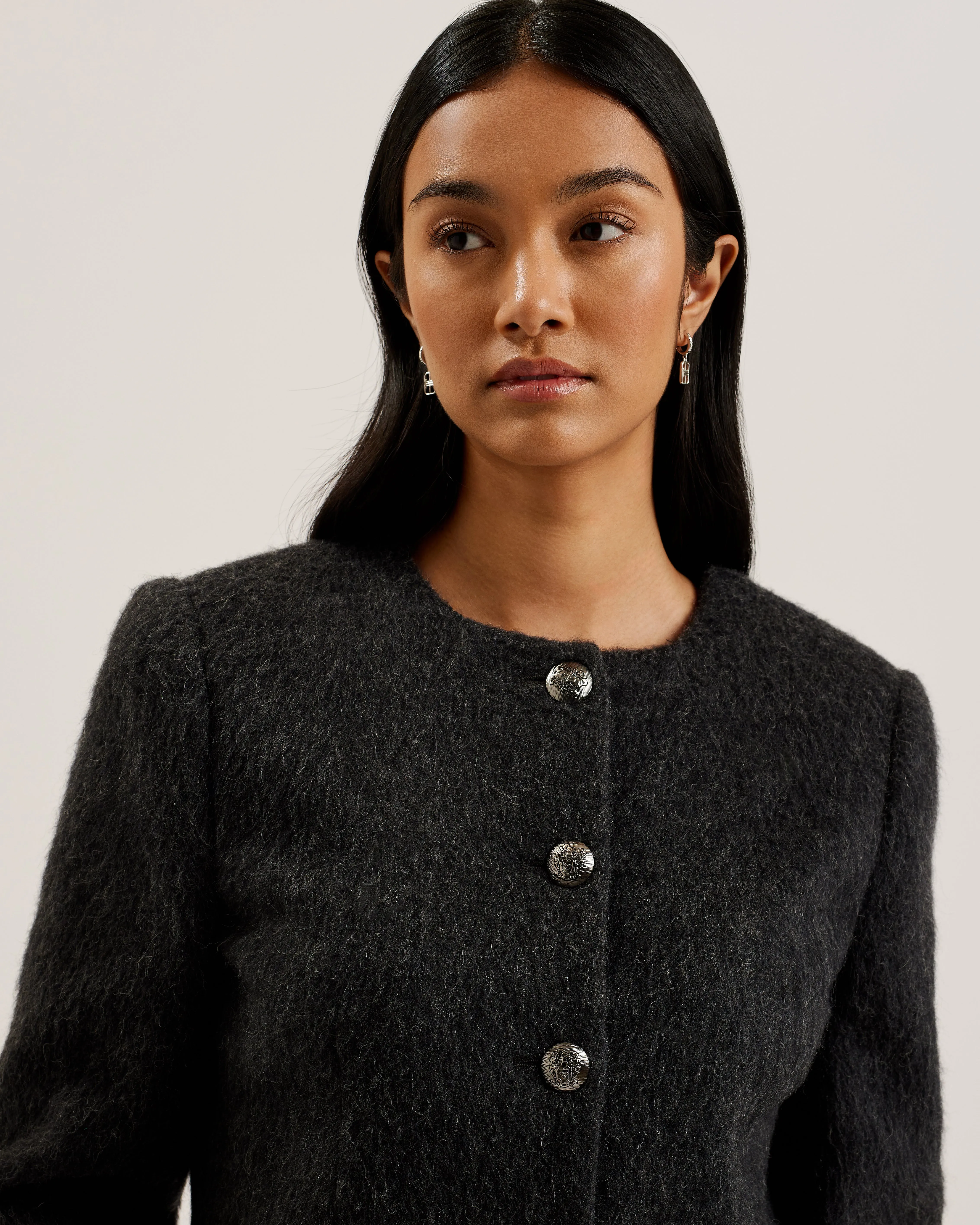 Astelia Cropped Brushed Wool Jacket Black