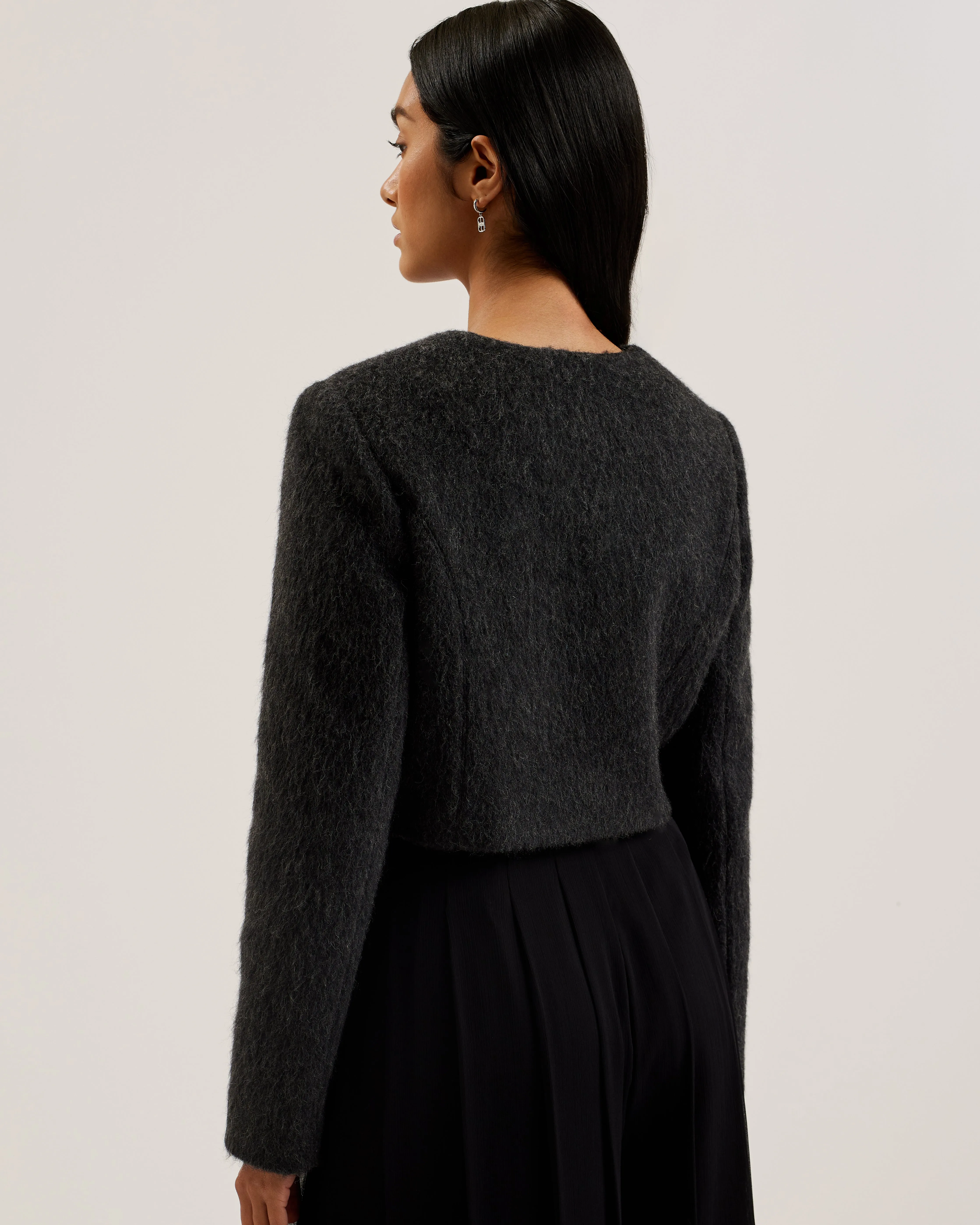 Astelia Cropped Brushed Wool Jacket Black