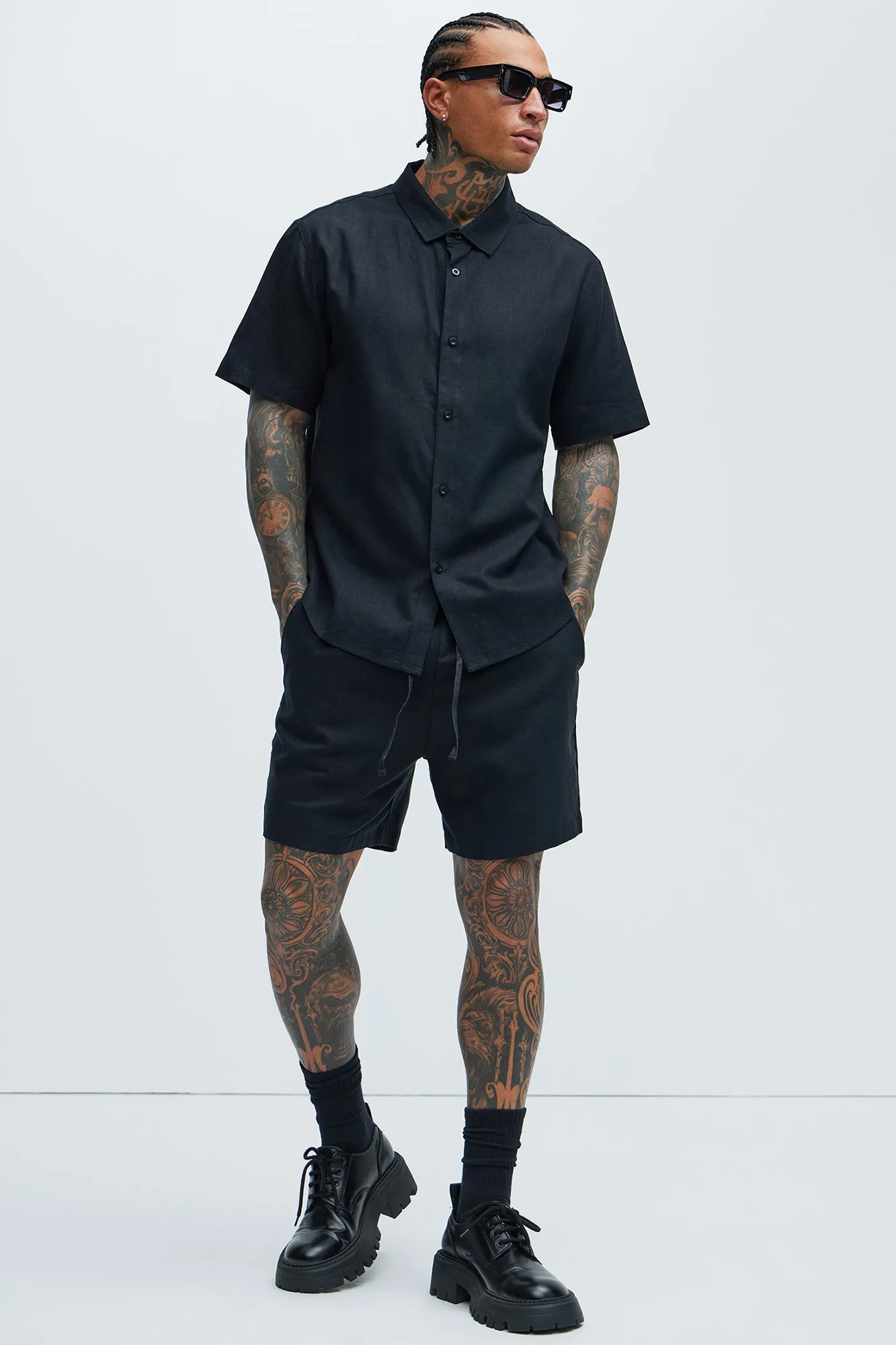 Bahamas Linen Classic Button Up Shirt - Black