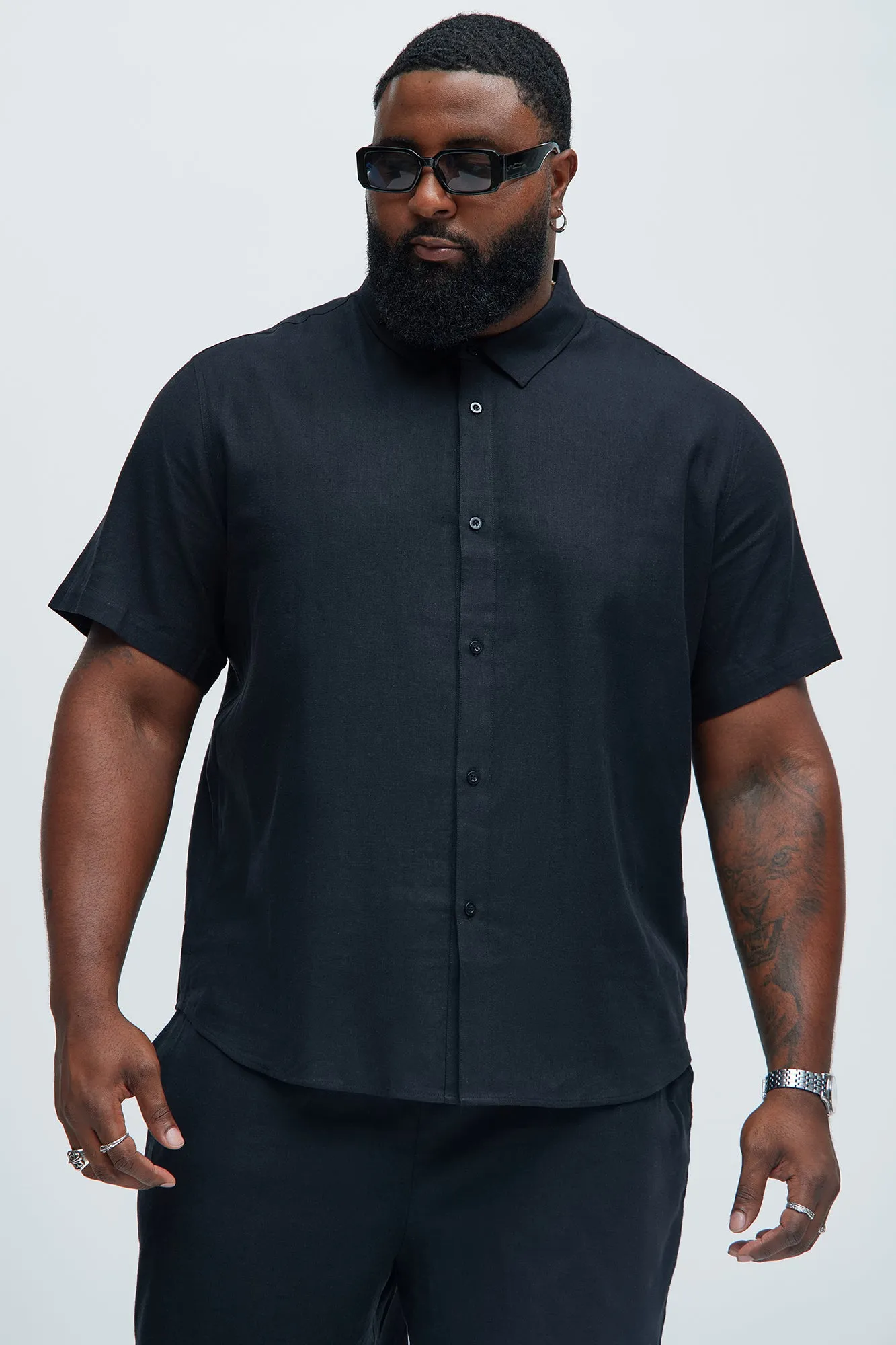 Bahamas Linen Classic Button Up Shirt - Black