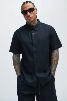 Bahamas Linen Classic Button Up Shirt - Black