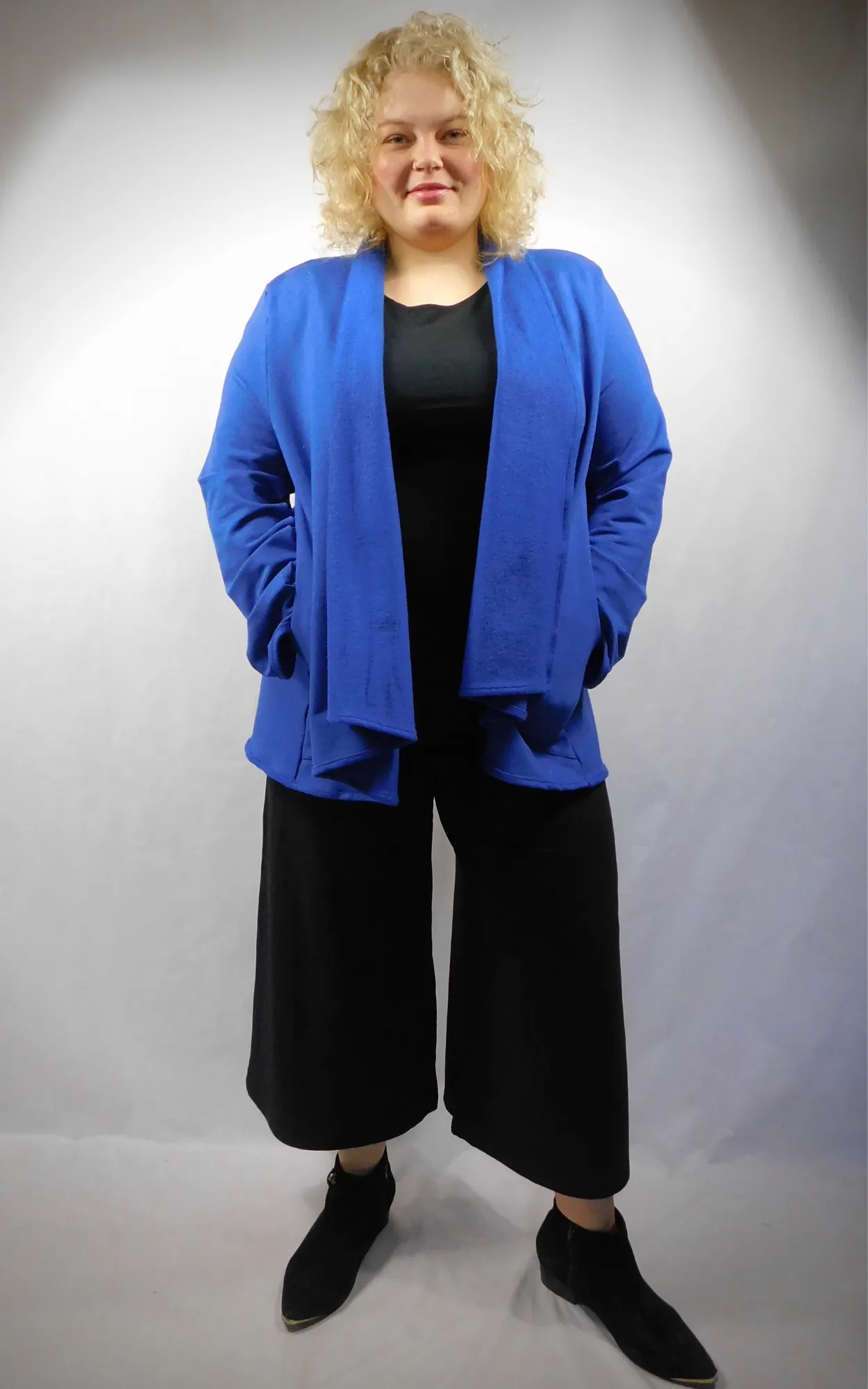 Bamboo Fleece Long Swing Jacket w/pockets Plus - L/XL, 2XL/3XL - Blue or Grey