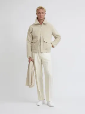 Beige Moleskin Flight Jacket