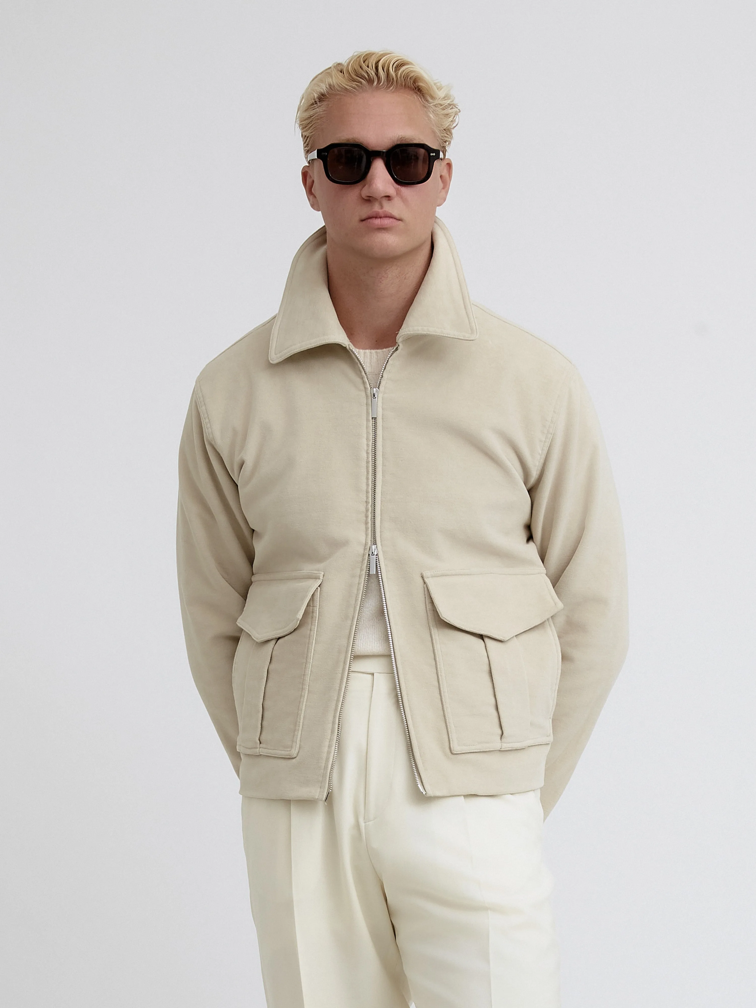 Beige Moleskin Flight Jacket