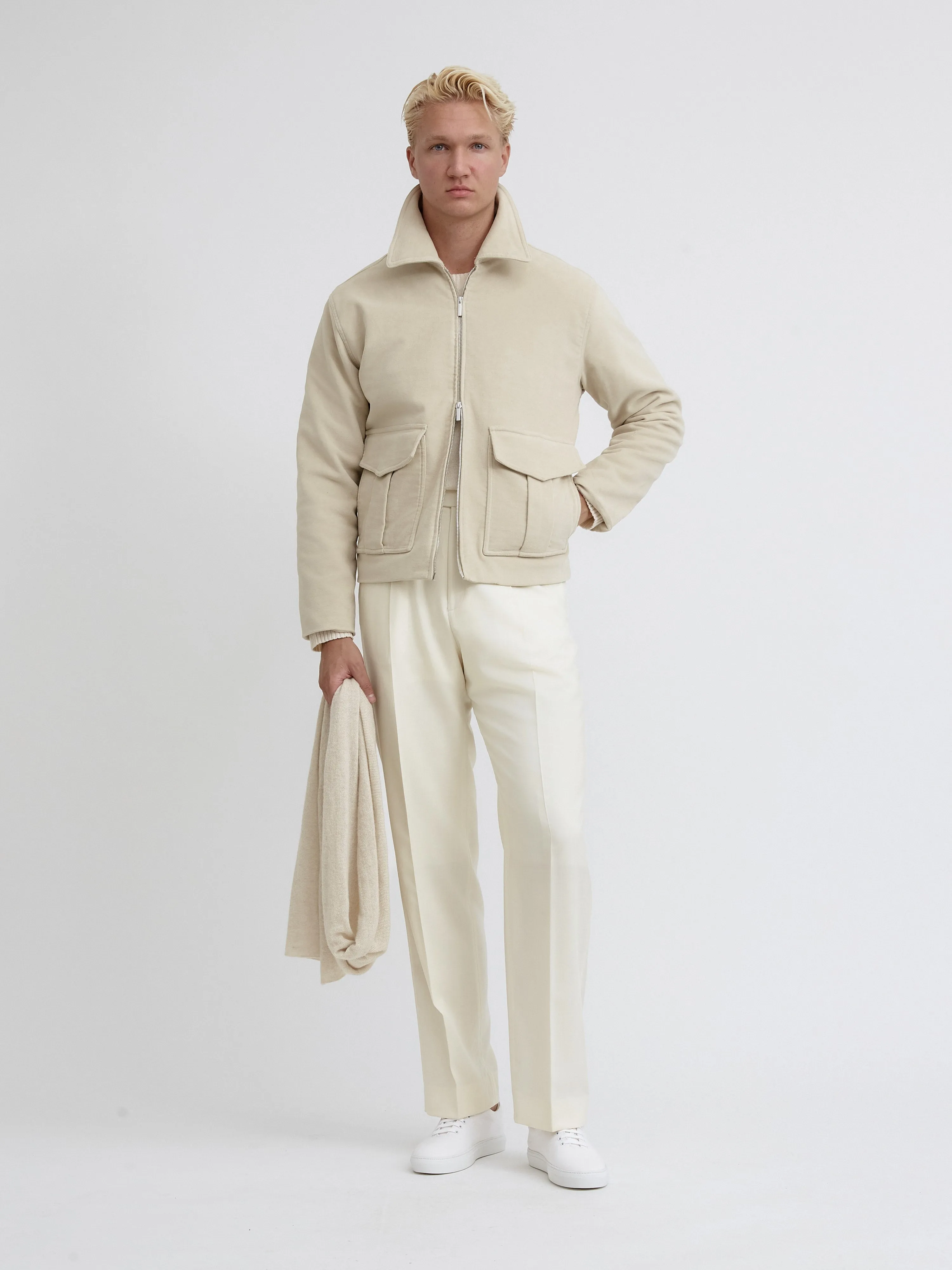 Beige Moleskin Flight Jacket