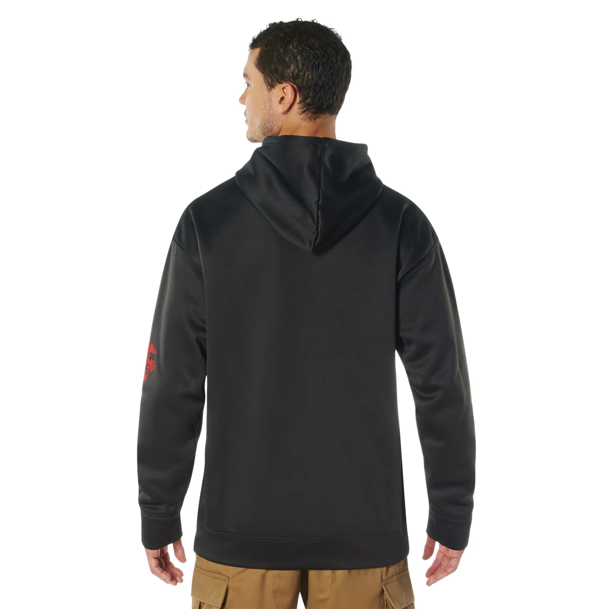 Black Marines Embroidered Pullover Hoodie