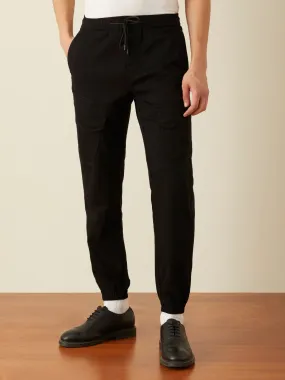 Black Plain Cargo Pants