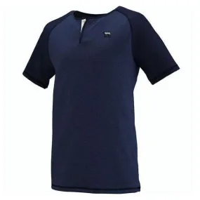 Black Sheep Linear Fusion Short Sleeve Henley Navy - Black Fusion