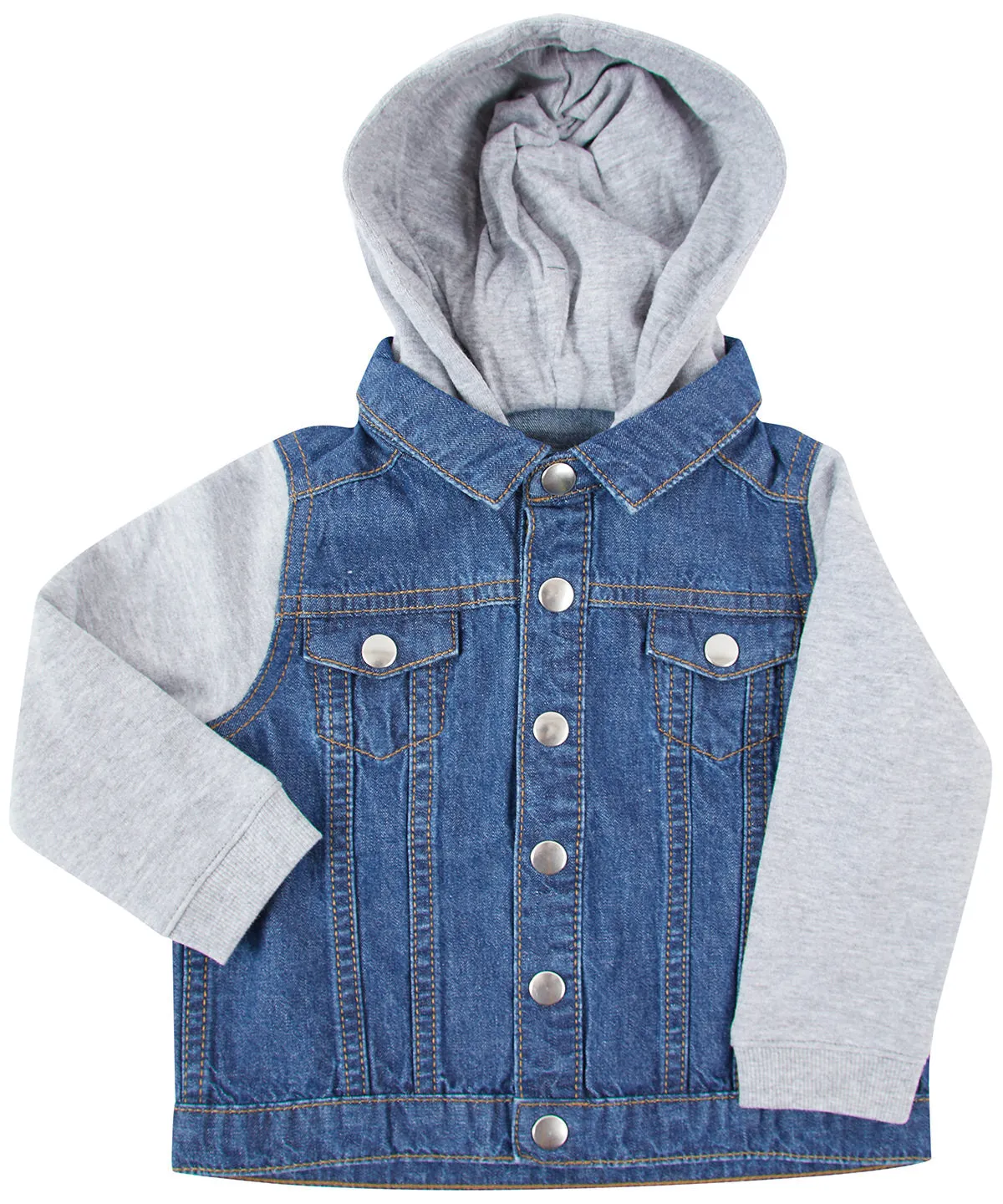 Blue - Denim jacket with fleece hood and sleeves