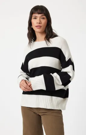 BOAT NECK SWEATER IN BLACK STRIPE