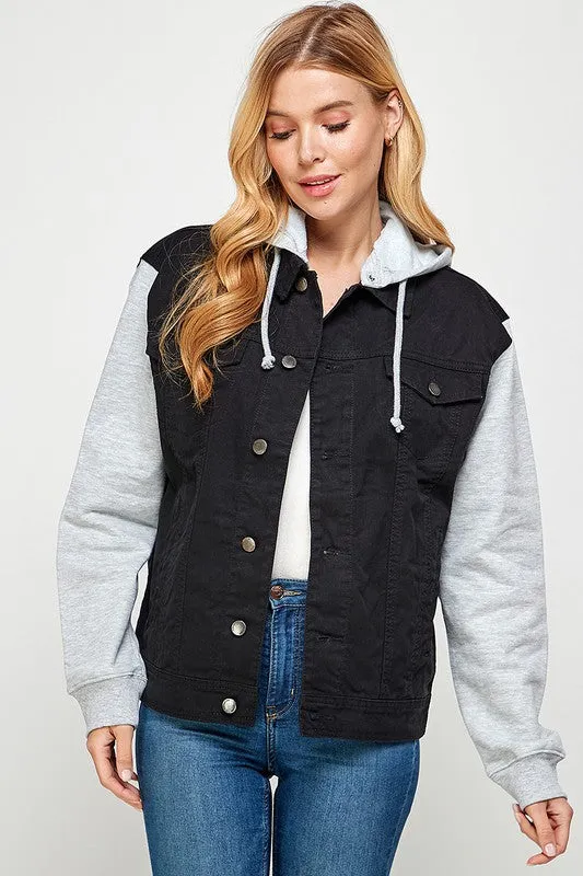 Bonfire Feels Denim Jacket with Fleece Hoodie