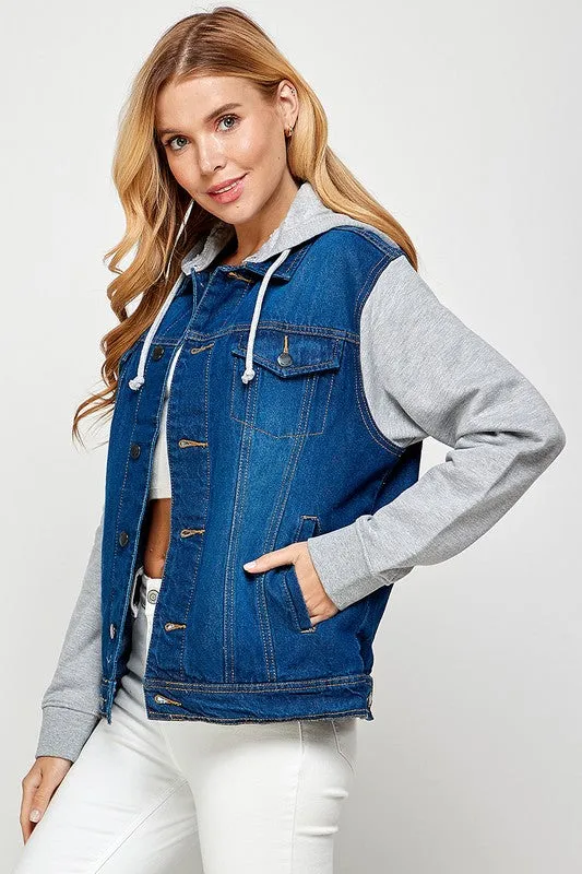 Bonfire Feels Denim Jacket with Fleece Hoodie