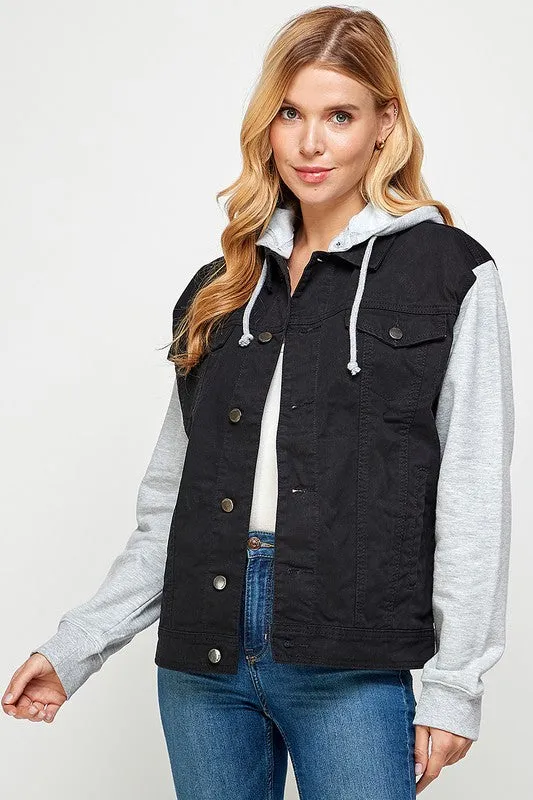 Bonfire Feels Denim Jacket with Fleece Hoodie