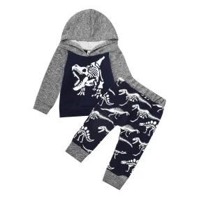 Boys Fashion Dinosaur Print Sweatshirt Set