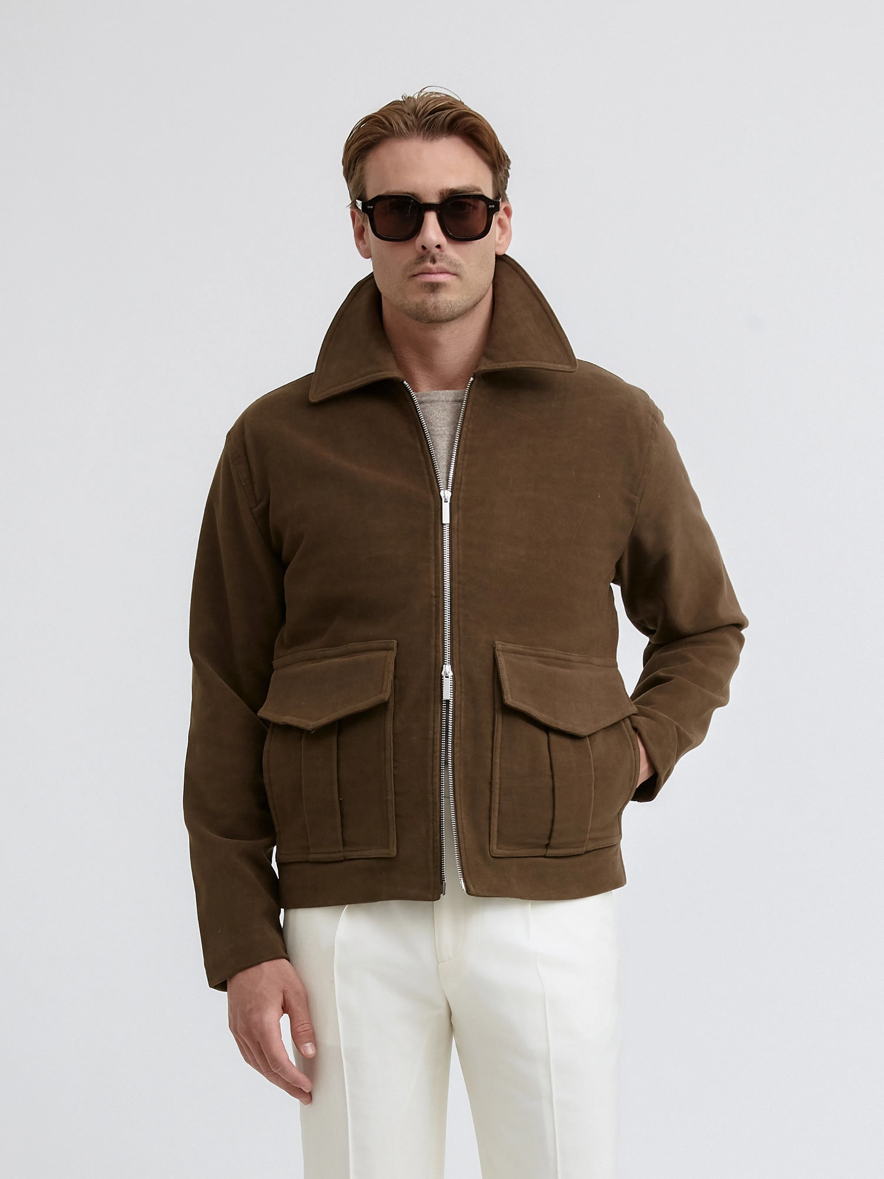 Brown Moleskin Flight Jacket