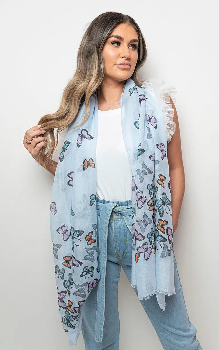 Butterfly Print Maxi Scarf