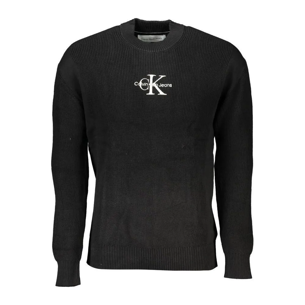 Calvin Klein Sleek Cotton Crew Neck Sweater with Contrast Details