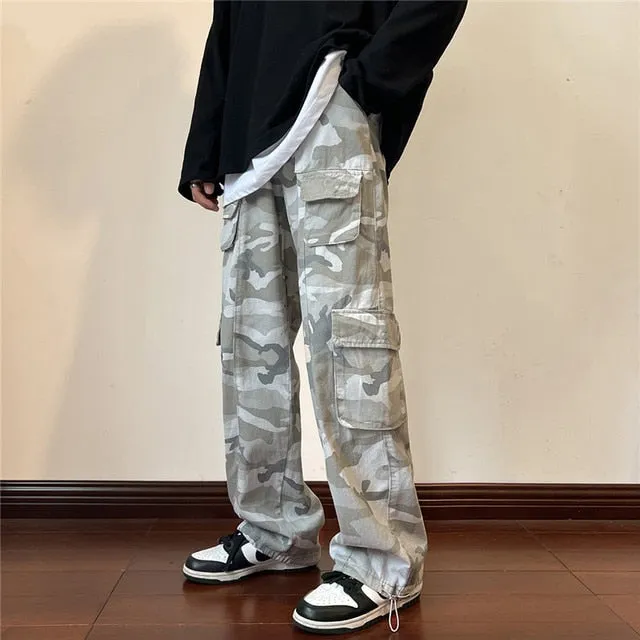 Camouflage Straight Multi-pocket Pants