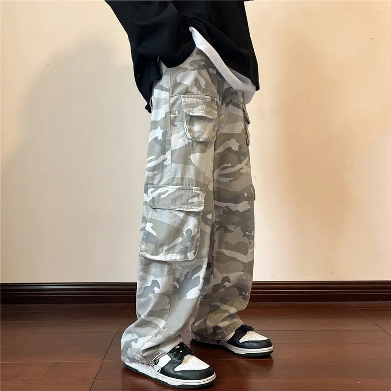 Camouflage Straight Multi-pocket Pants