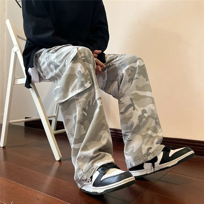 Camouflage Straight Multi-pocket Pants