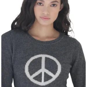 Cashmere Ladies Peace Sweater - Charcoal.