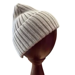 Chunky Rib Superfine Lambswool Hat - Pebble