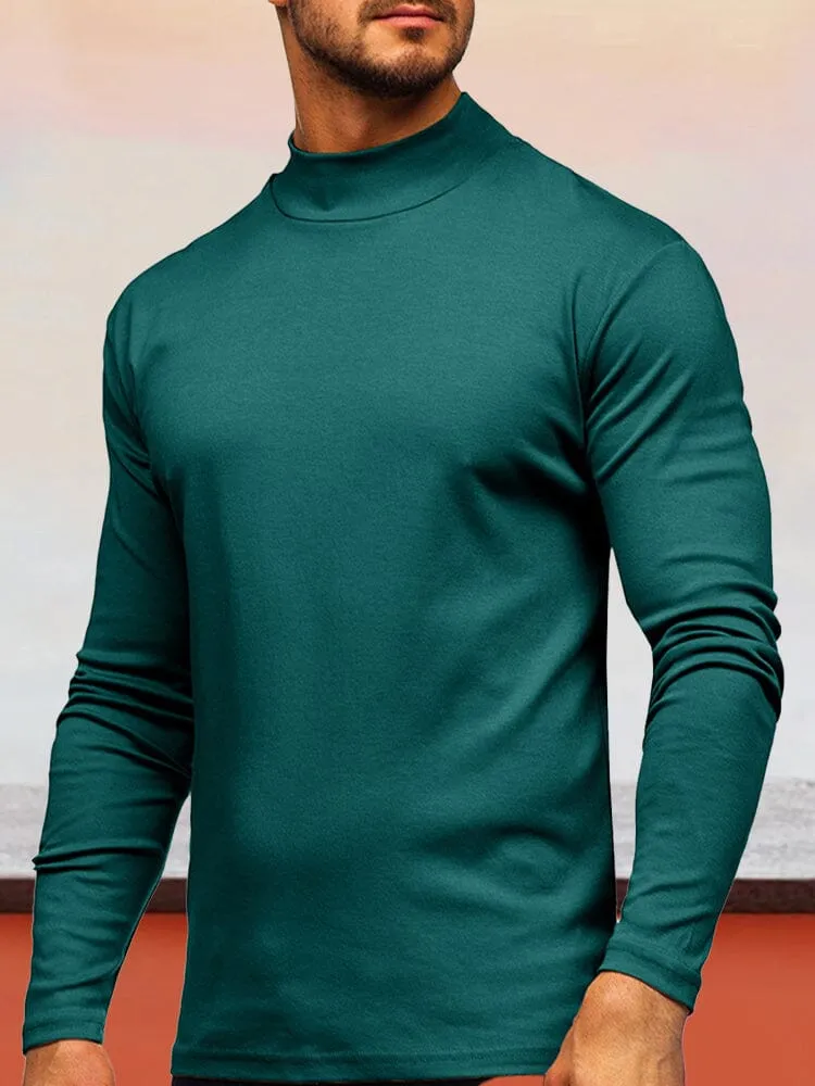 Classic Solid German velvet Semi-turtleneck Top