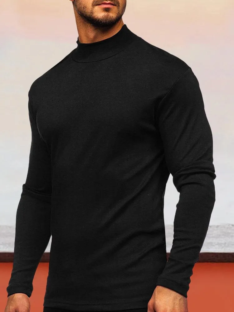 Classic Solid German velvet Semi-turtleneck Top