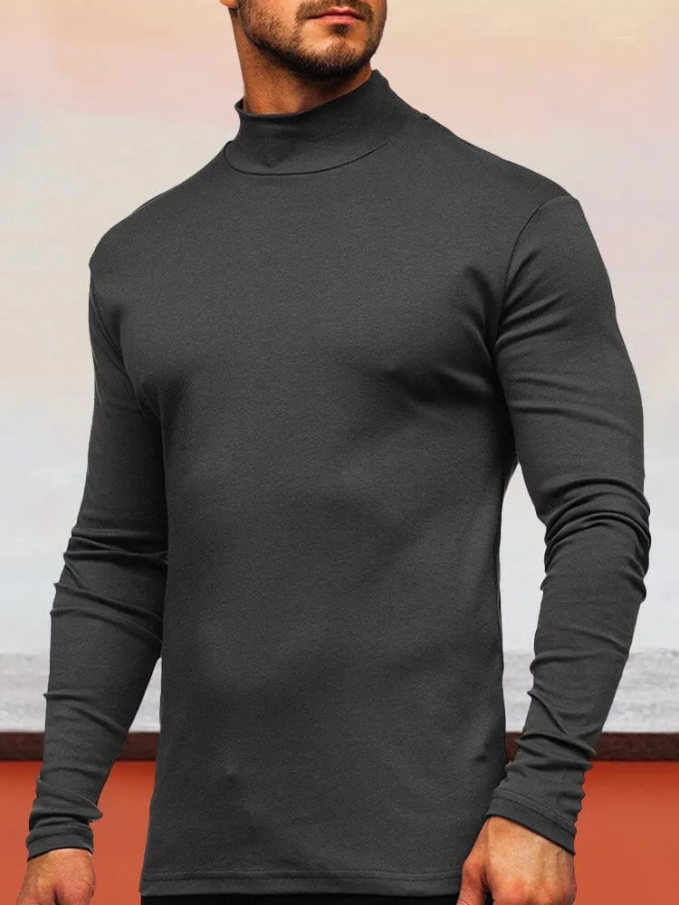 Classic Solid German velvet Semi-turtleneck Top