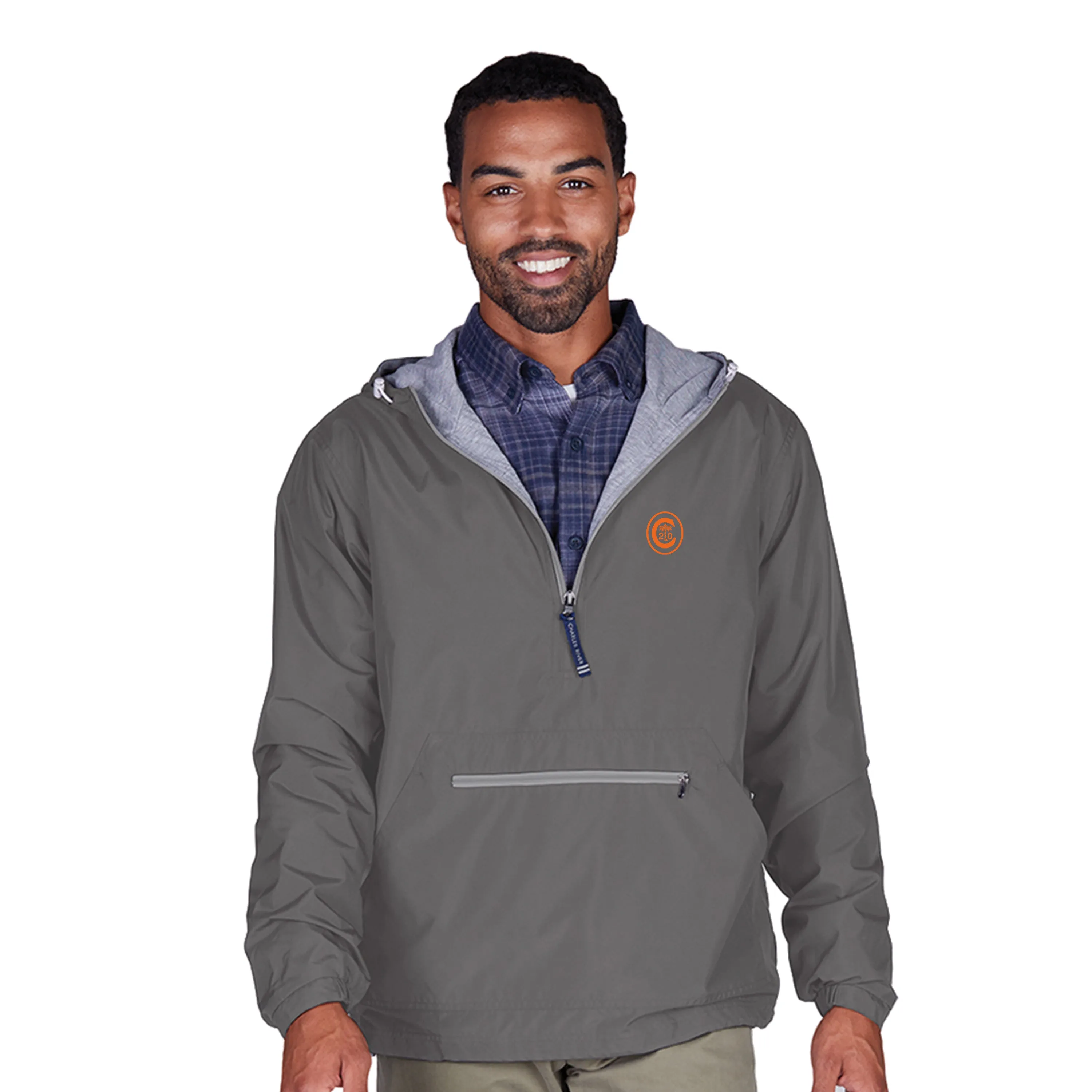 Clemson Ring Crest 1/4 Zip Lightweight Pullover in Grey