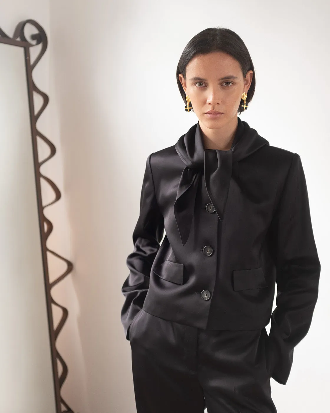 Cleo Jacket Duchesse Satin Black