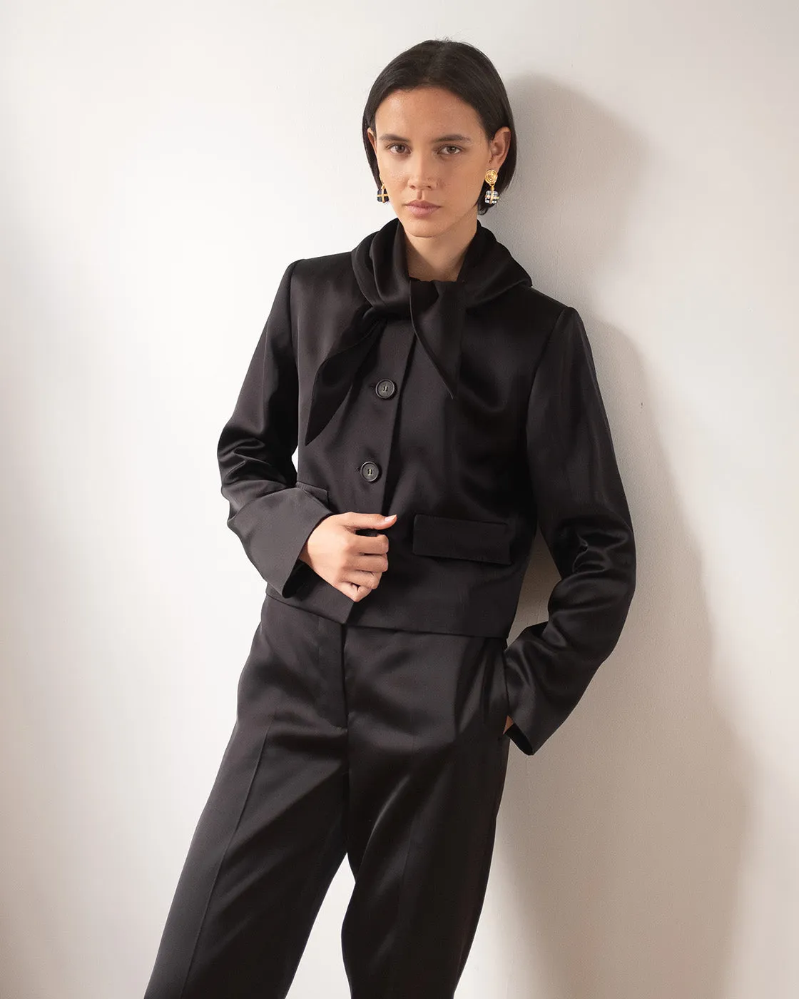 Cleo Jacket Duchesse Satin Black