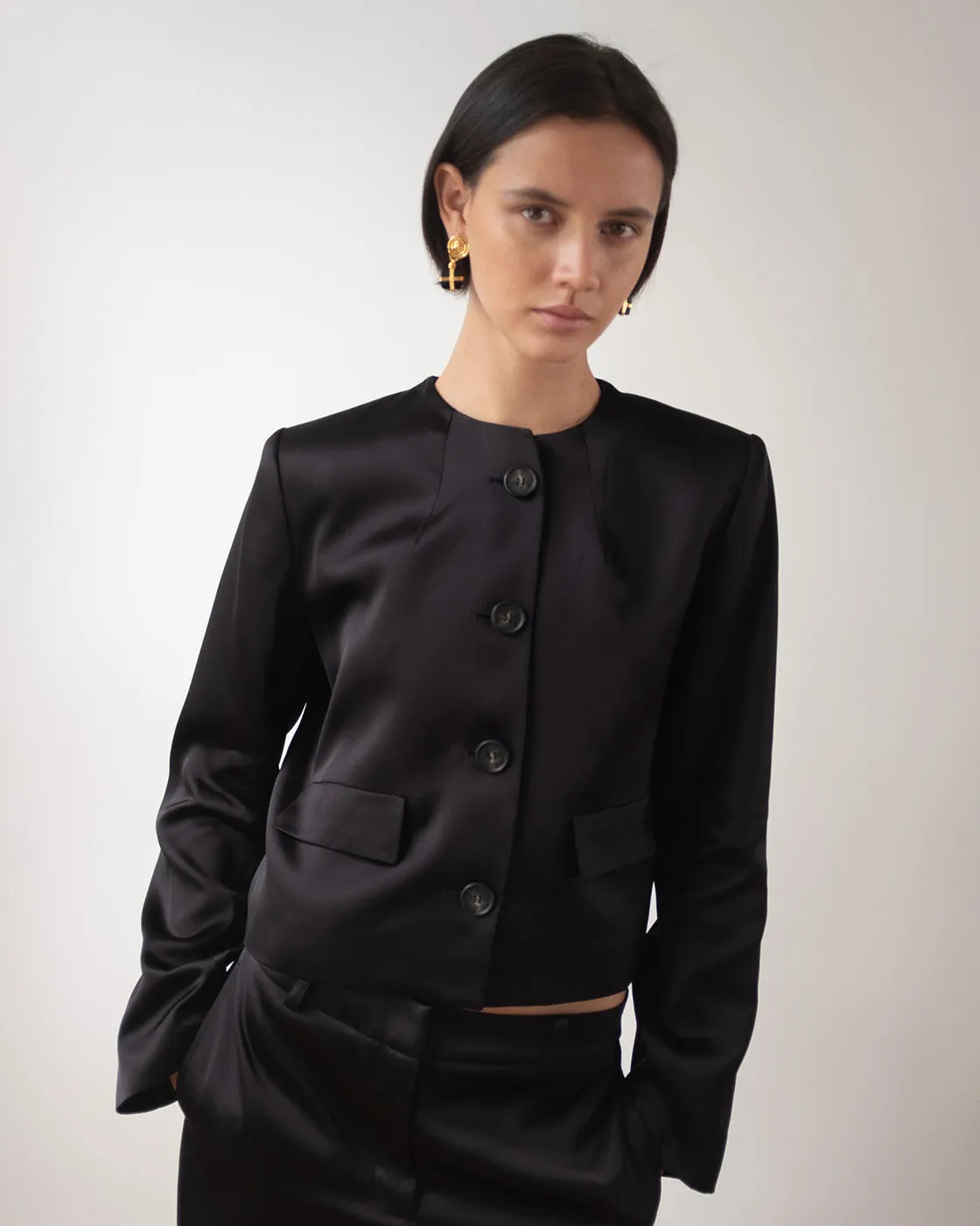 Cleo Jacket Duchesse Satin Black