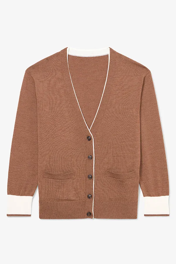 Cookie Cardigan - Merino :: Camel/Ivory