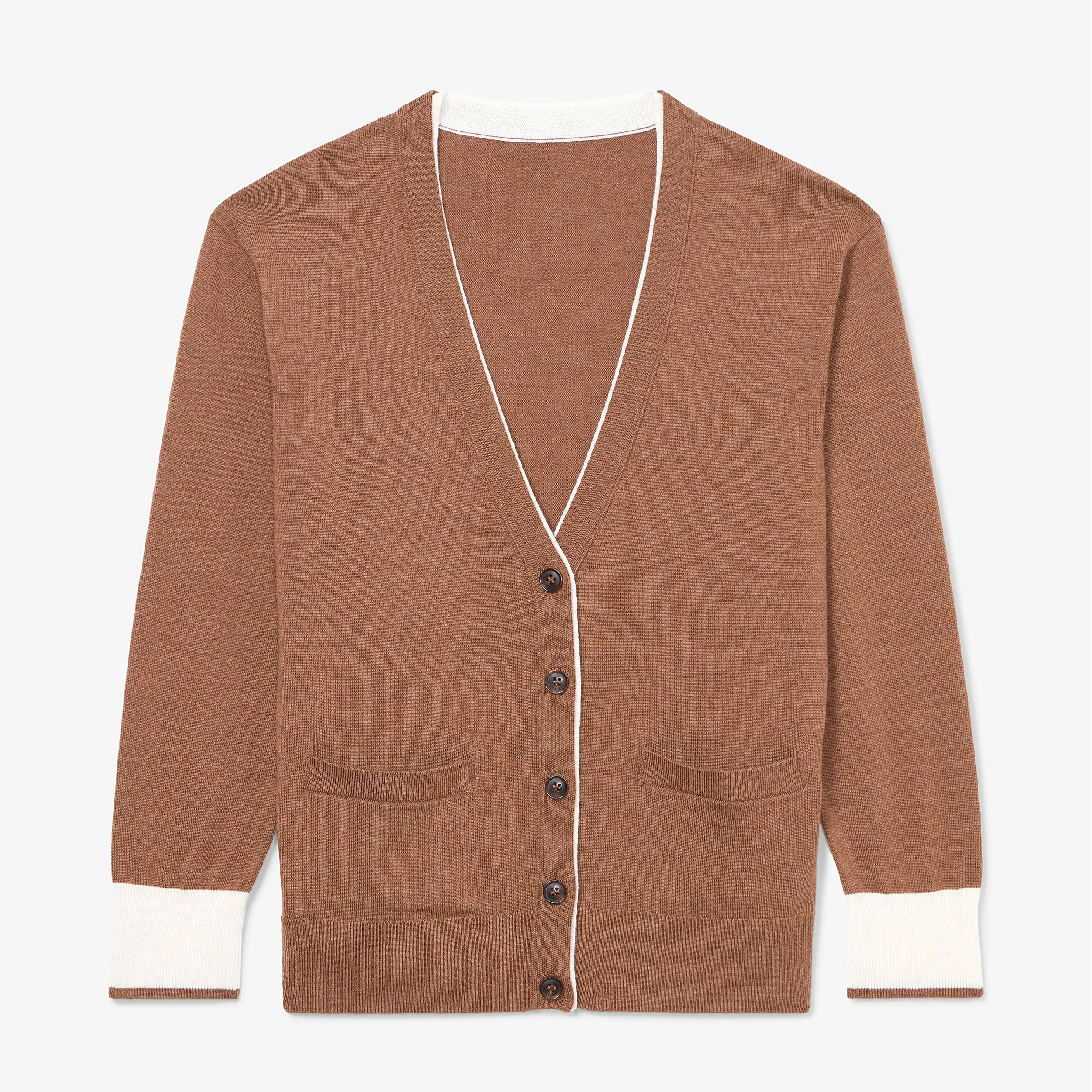 Cookie Cardigan - Merino :: Camel/Ivory