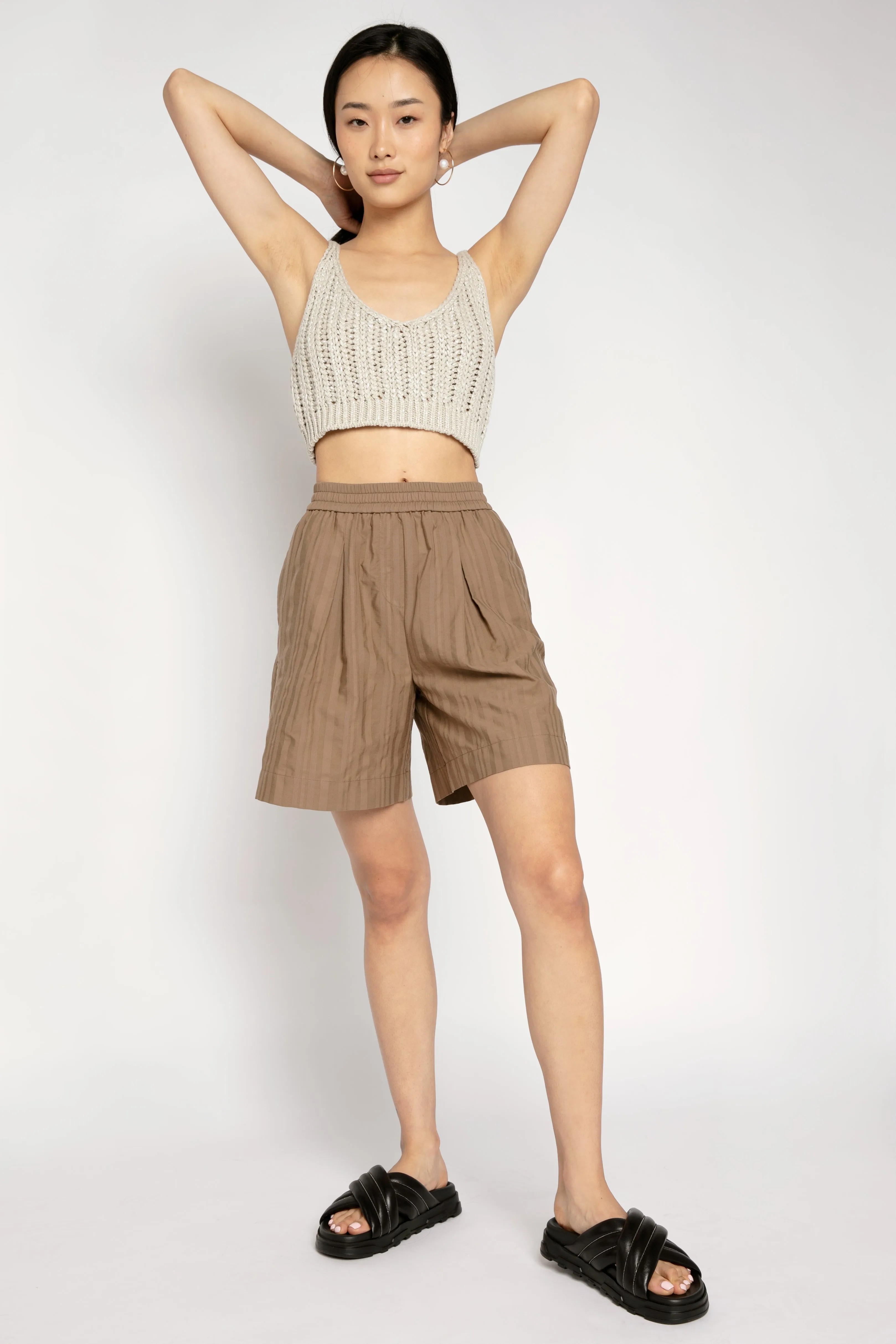 Cropped Cotton Tank Top in Bamboo