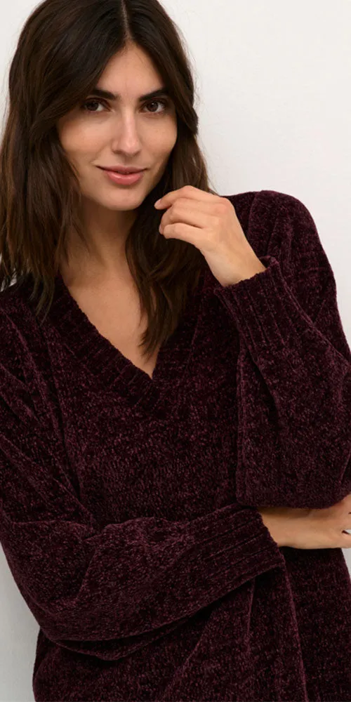 Culture Chenille V-Neck Sweater, bordeaux